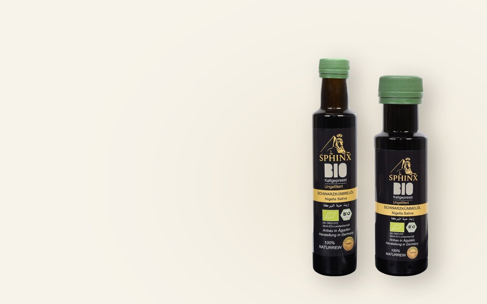 Sphinx Bio Schwarzkümmelöl – die 250 ml und 100 ml Flasche